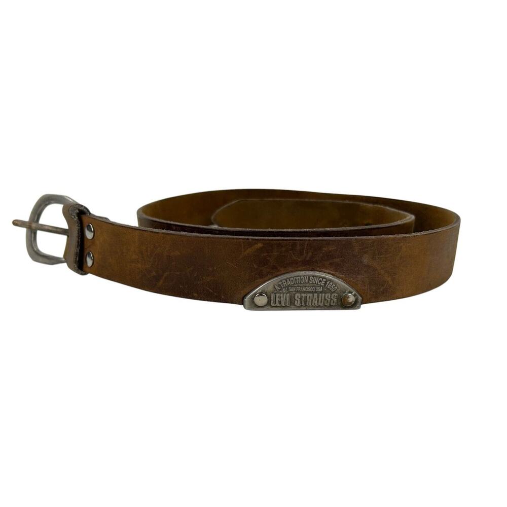 Vintage Levi Strauss Original Riveter Brown Cowhide Leather Belt Men’s Size 40